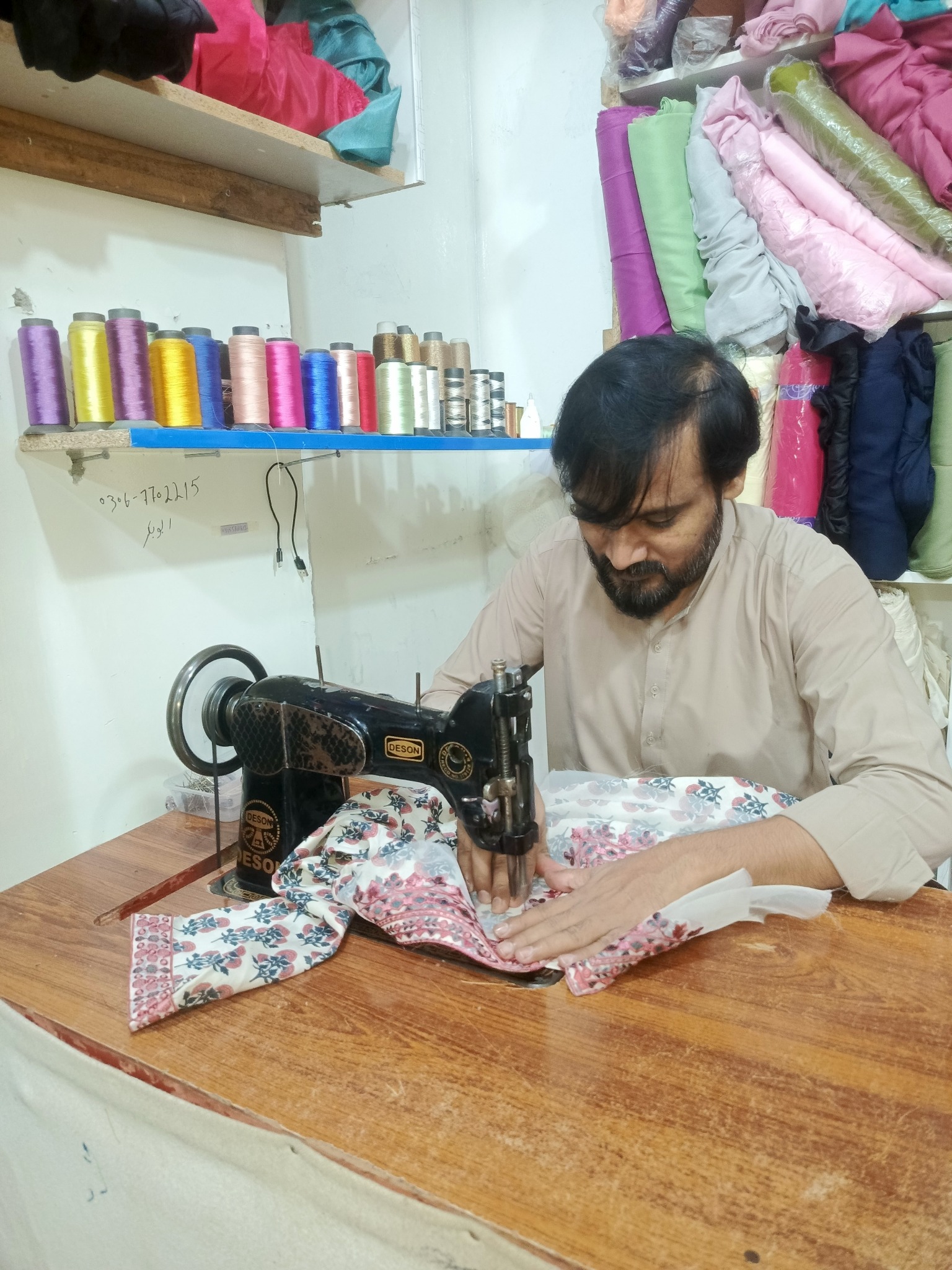 Stitching in Progress at Ideal Star Tailor
